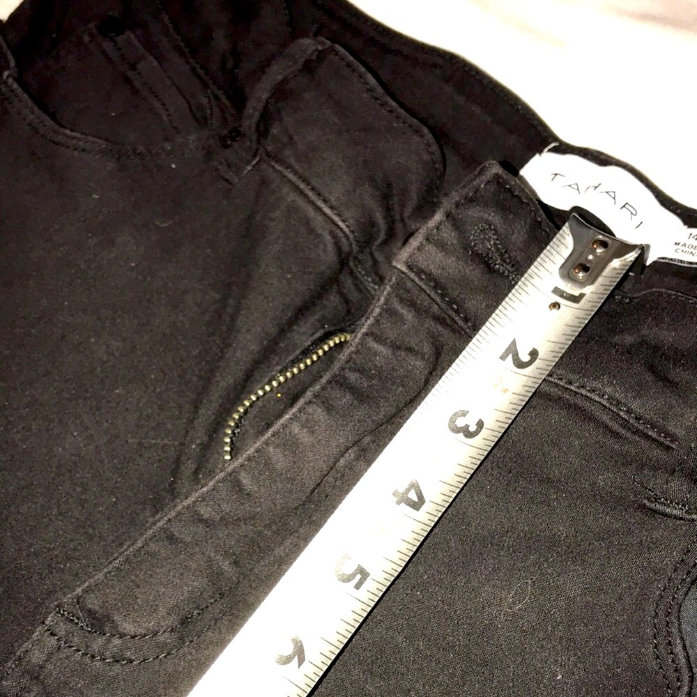 Women’s UPCYCLED HAND CRAFTED 49ers Themed Black Jeans TAHARI Sz 14P - Picture 12 of 15
